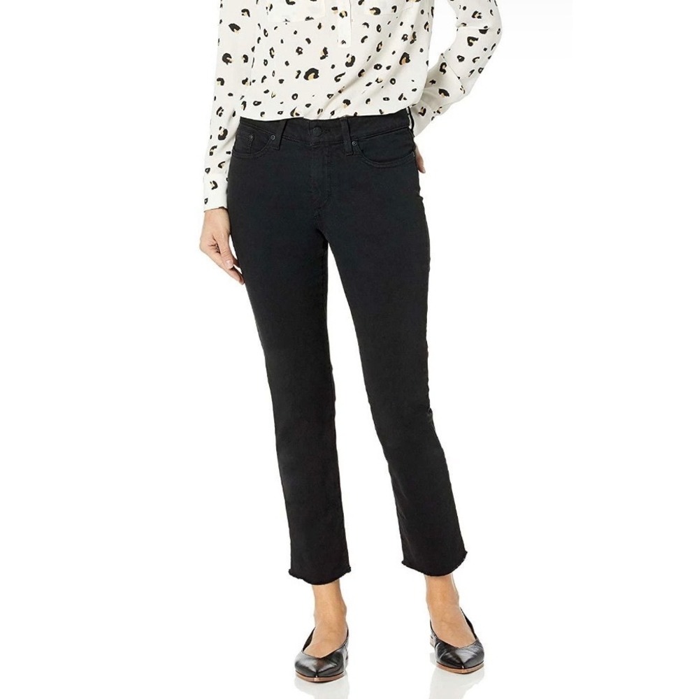 NYDJ Sheri Slim Ankle Lift Tuck Jeans Black Released Hem Womens 10